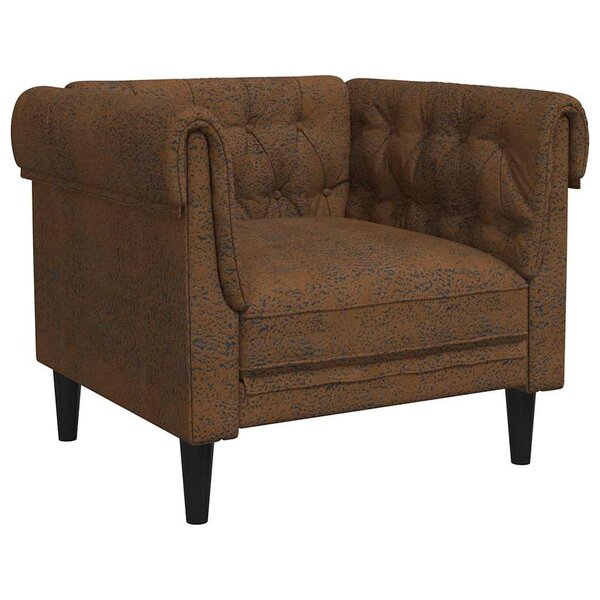 vidaXL Fauteuil Chesterfield avec coussin Marron 78.5 x 74.5 x 74.5 cm