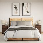 vidaXL Armoires de chevet et lumières LED 2 Pièces chêne marron