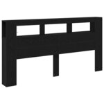 vidaXL Tête de lit LED avec étagère Chêne noir 200 x 18.5 x 103.5 cm