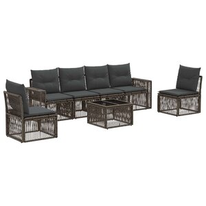vidaXL Ensemble de canapé de jardin 7 pc Gris et Gris foncé polyrotin