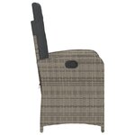 vidaXL Chaises inclinables de jardin lot de 2 et coussins gris rotin