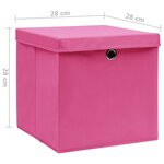 vidaXL Boîtes de rangement avec couvercles 10 Pièces 28x28x28 cm Rose
