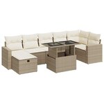 vidaXL Salon de jardin avec coussins 8 Pièces beige résine tressée