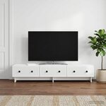 vidaXL Meuble TV Blanc brillant 147 x 34 5 x 30 cm Bois d'ingénierie