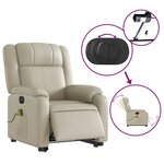 vidaXL Fauteuil inclinable de massage électrique crème similicuir
