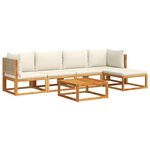 vidaXL Ensemble de canapés de jardin 6 pièces avec coussins en bois d'acacia et rotin