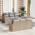 vidaXL Ensemble de canapé de jardin 7 Pièces Beige  gris clair