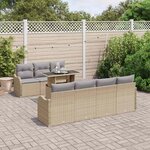 vidaXL Ensemble de canapé de jardin 8 Pièces Beige Poly rotin