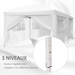 Tonnelle barnum pliant pop-up 6l x 3l x 2 5h m 6 parois latérales amovibles 4 fenêtres + sac de transport blanc
