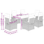 vidaXL Ensemble à manger de jardin coussins 7 Pièces mélange beige rotin
