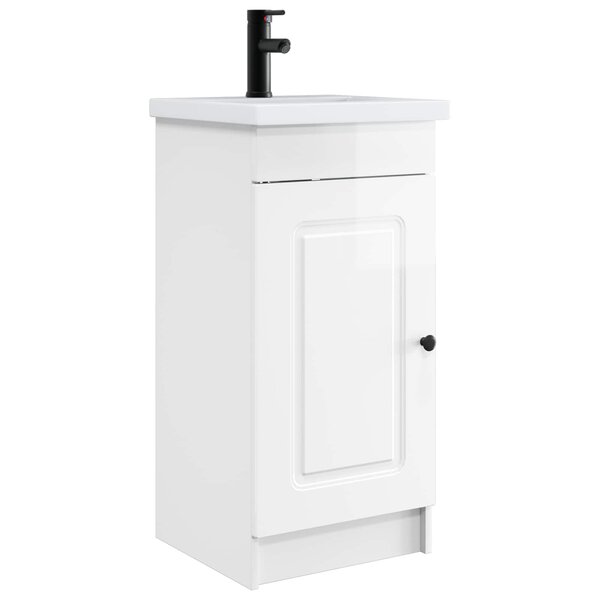 vidaXL Meuble de salle de bain avec évier Blanc brillant