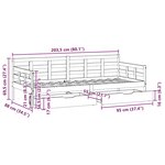 vidaXL Lit de jour et tiroirs sans matelas blanc 80x200 cm bois massif