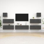 vidaXL Ensemble de meuble TV 7 Pièces Gris brillant Aggloméré