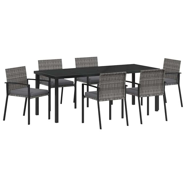 vidaXL Ensemble de salle à manger pour jardin 6 Pièces Gris Poly rotin