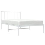 vidaXL Cadre de lit métal sans matelas avec tête de lit blanc 75x190cm