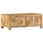 vidaXL Table basse avec 4 tiroirs 90x50x35 cm Bois solide de manguier