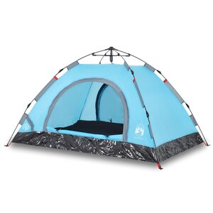 vidaXL Tente de camping 3 personnes bleu libération rapide