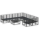 vidaXL Ensemble de canapé de jardin avec coussin 9 Pièces Noir Aluminium