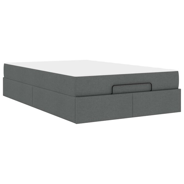 vidaXL Cadre de lit avec matelas avec matelas 2 Pièces Gris Foncé tissu