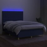 vidaXL Sommier à lattes de lit et matelas et LED Bleu 140x200 cm Tissu