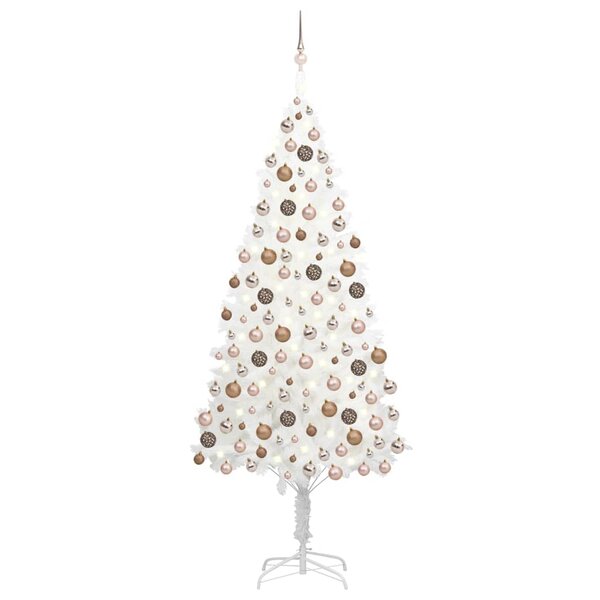 vidaXL Arbre de Noël artificiel pré-éclairé et boules blanc 240 cm
