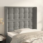 vidaXL Tête de lit avec oreilles Gris clair 93x16x118/128 cm Velours