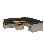 vidaXL Salon de jardin 11 Pièces avec coussins gris résine tressée