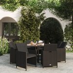 vidaXL Ensemble à manger de jardin coussins 9Pièces Résine tressée Noir