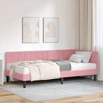 vidaXL Cadre de lit d'angle avec matelas Rose 90 x 190 cm Velours