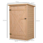 Armoire abri de jardin remise pour outils bois de sapin pré-huilé toit bitumé incliné - grande porte verrouillable loquet - 2 étagères - dim. 75l x 56l x 115h cm