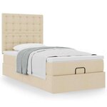 vidaXL Lit ottoman avec matelas crème 100x200 cm tissu