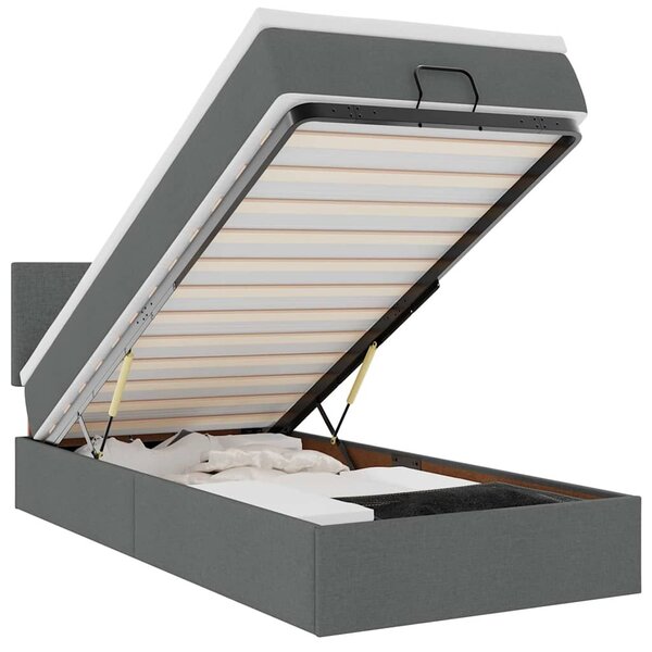vidaXL Cadre de lit ottoman avec matelas gris foncé 90x190 cm tissu