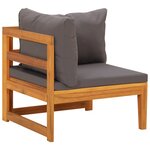 vidaXL Canapé d'angle avec coussins gris foncé Bois d'acacia solide