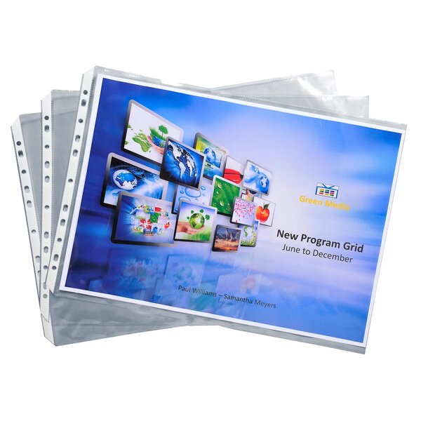 Sachet De 10 Pochettes Perforées Biseautées Pour Classeur Exactive - Polypropylène Lisse 5 5/100 - A3 - Cristal - X 5 - Exacompta