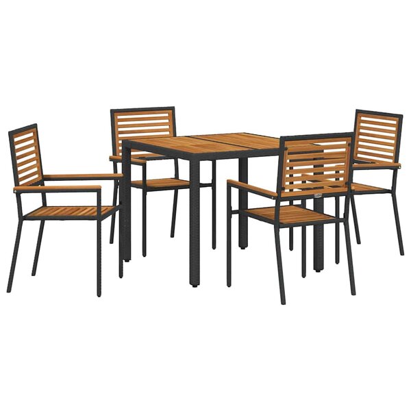 vidaXL Ensemble de salle à manger pour jardin 5 Pièces Noir et Bois