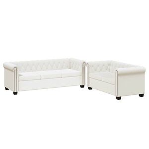 vidaXL Canapé Chesterfield à 2 places et à 3 places blanc