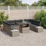 vidaXL Ensemble de canapé de jardin 10 Pièces Gris Poly rotin