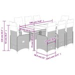 vidaXL Ensemble de bistro de jardin 9 Pièces coussins noir poly rotin