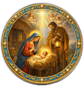 Pièce de monnaie en Argent 1 Dollar g 31.1 (1 oz) Millésime 2026 Mysteries of The Rosary NATIVITY (PRÉCOMMANDE)