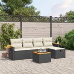 vidaXL Salon de jardin 6 Pièces avec coussins noir résine tressée