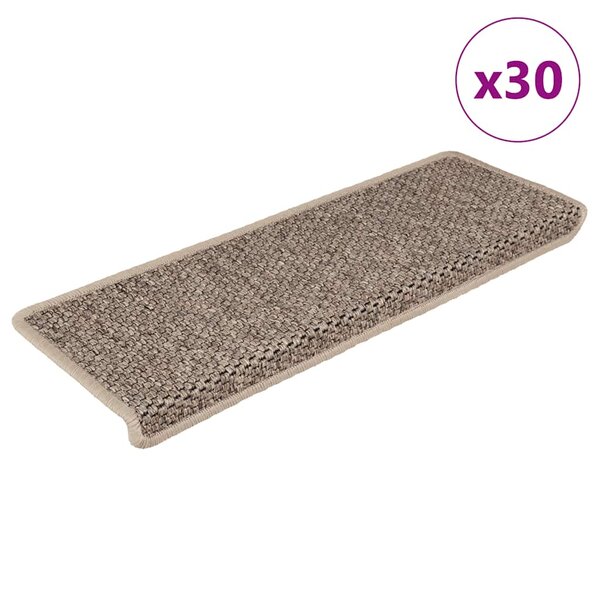 vidaXL Tapis d'escalier autocollants 30 Pièces 65x21x4 cm beige foncé