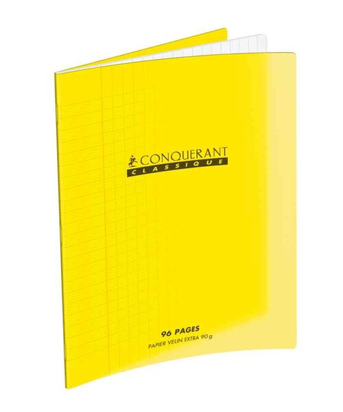 Cahier agrafé 24 x 32 POLYPRO jaune 90G 48P Seyes CONQUÉRANT