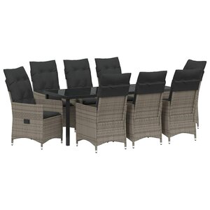 vidaXL Ensemble de salle à manger pour jardin 9 pc Gris polyrotin