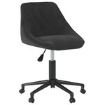 Chaise fauteuil siège pivotante de bureau informatique étude velours noir 02_0024168