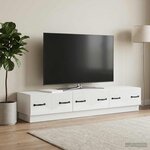 vidaXL Meuble TV Blanc 147 x 34 5 x 27 cm Bois d'ingénierie