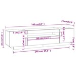 vidaXL Meuble TV avec lumières LED Chêne fumé 160x35x40 cm