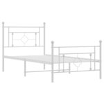 vidaXL Cadre de lit métal sans matelas et pied de lit blanc 100x190 cm