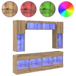 vidaXL Ensemble de meuble TV mural avec LED 6 Pièces Chêne Artisanal