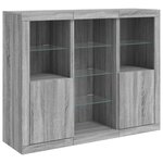 vidaXL Buffets avec lumières LED 3 Pièces sonoma gris bois d'ingénierie