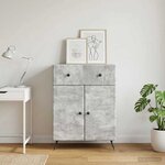 vidaXL Buffet Gris béton 66 x 34 5 x 90 cm Bois d'ingénierie